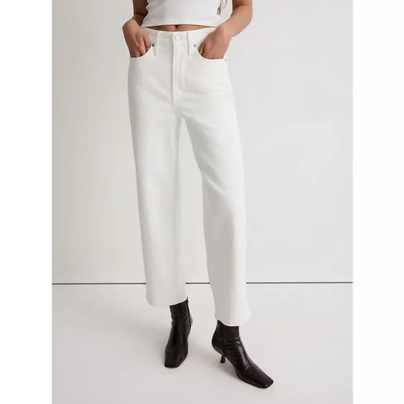 NWT! Madewell Perfect Tall Vintage Wide-Leg Crop Jean 33 tall in Tile White. - Picture 1 of 7